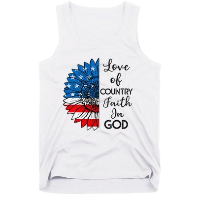 Patriotic Christian Love Country Faith In God USA Flag Tank Top