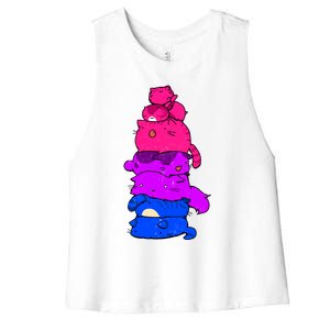 Pride Cat Lgbt Bisexual Flag Kawaii Cats Lgbt Pride Month Gift Women's Racerback Cropped Tank