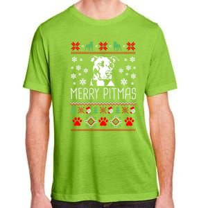 Pitbull Christmas Lovers Merry Pitmas Ugly Christmas Gift Adult ChromaSoft Performance T-Shirt