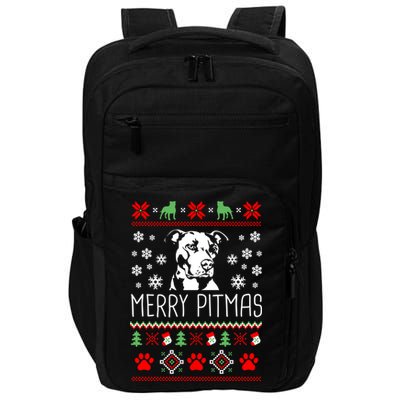 Pitbull Christmas Lovers Merry Pitmas Ugly Christmas Gift Impact Tech Backpack