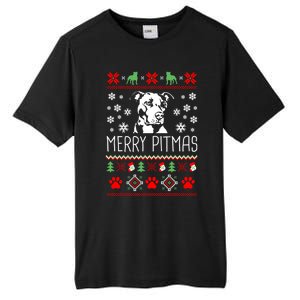 Pitbull Christmas Lovers Merry Pitmas Ugly Christmas Gift Tall Fusion ChromaSoft Performance T-Shirt