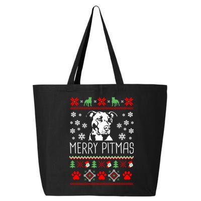 Pitbull Christmas Lovers Merry Pitmas Ugly Christmas Gift 25L Jumbo Tote