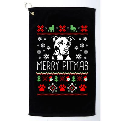 Pitbull Christmas Lovers Merry Pitmas Ugly Christmas Gift Golf Towel