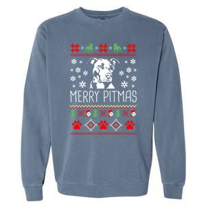 Pitbull Christmas Lovers Merry Pitmas Ugly Christmas Gift Garment-Dyed Sweatshirt