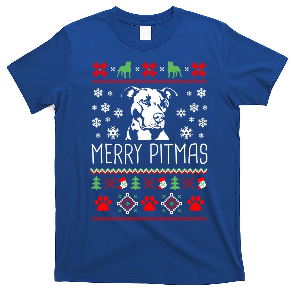 Pitbull Christmas Lovers Merry Pitmas Ugly Christmas Gift T-Shirt
