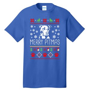 Pitbull Christmas Lovers Merry Pitmas Ugly Christmas Gift Tall T-Shirt