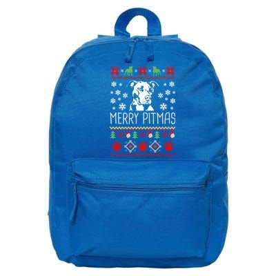 Pitbull Christmas Lovers Merry Pitmas Ugly Christmas Gift 16 in Basic Backpack
