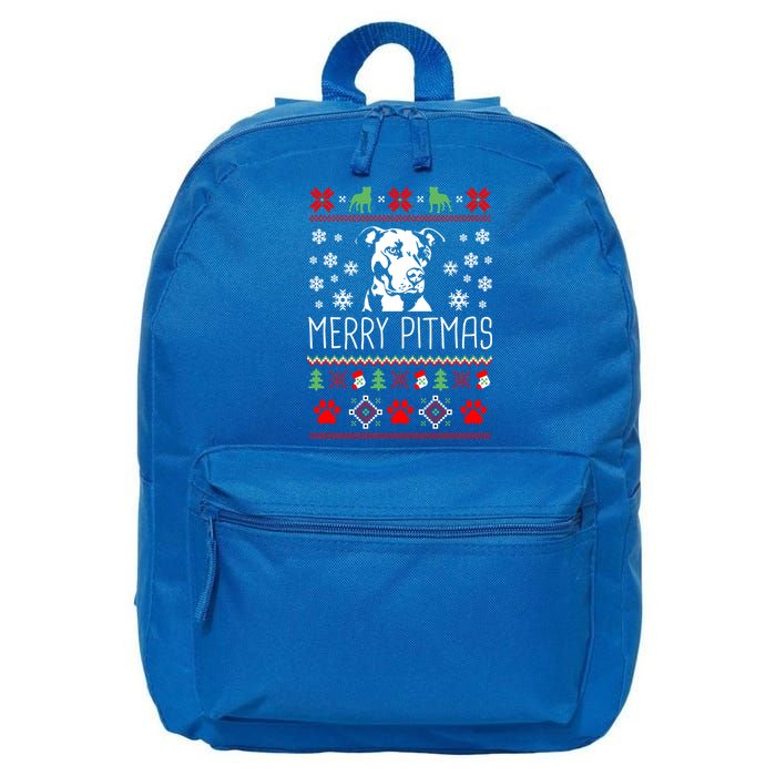 Pitbull Christmas Lovers Merry Pitmas Ugly Christmas Gift 16 in Basic Backpack
