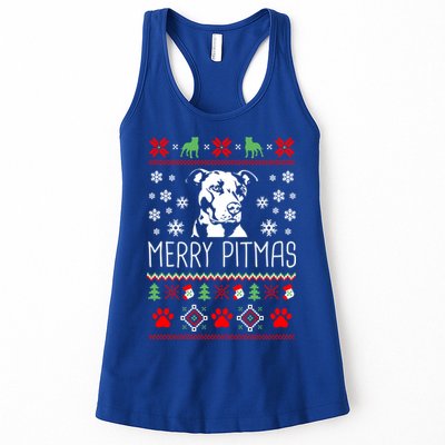Pitbull Christmas Lovers Merry Pitmas Ugly Christmas Gift Womens Tank Top
