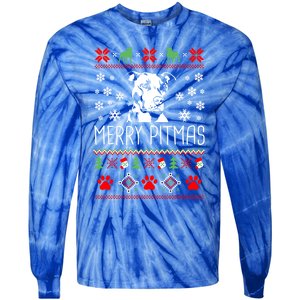 Pitbull Christmas Lovers Merry Pitmas Ugly Christmas Gift Tie-Dye Long Sleeve Shirt