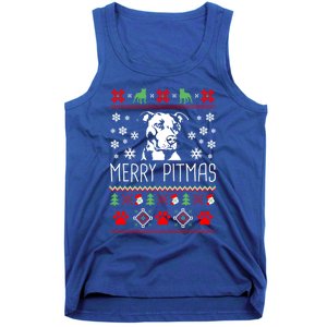 Pitbull Christmas Lovers Merry Pitmas Ugly Christmas Gift Tank Top