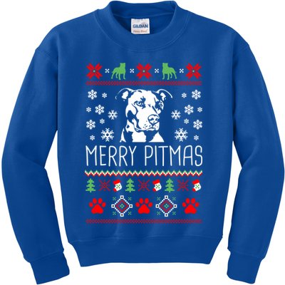 Pitbull Christmas Lovers Merry Pitmas Ugly Christmas Gift Kids Sweatshirt
