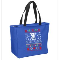 Pitbull Christmas Lovers Merry Pitmas Ugly Christmas Gift Zip Tote Bag