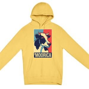 Patriotic Cow Lover American Cattle Farm Gift Usa Moorica Gift Cow Cool Gift Premium Pullover Hoodie