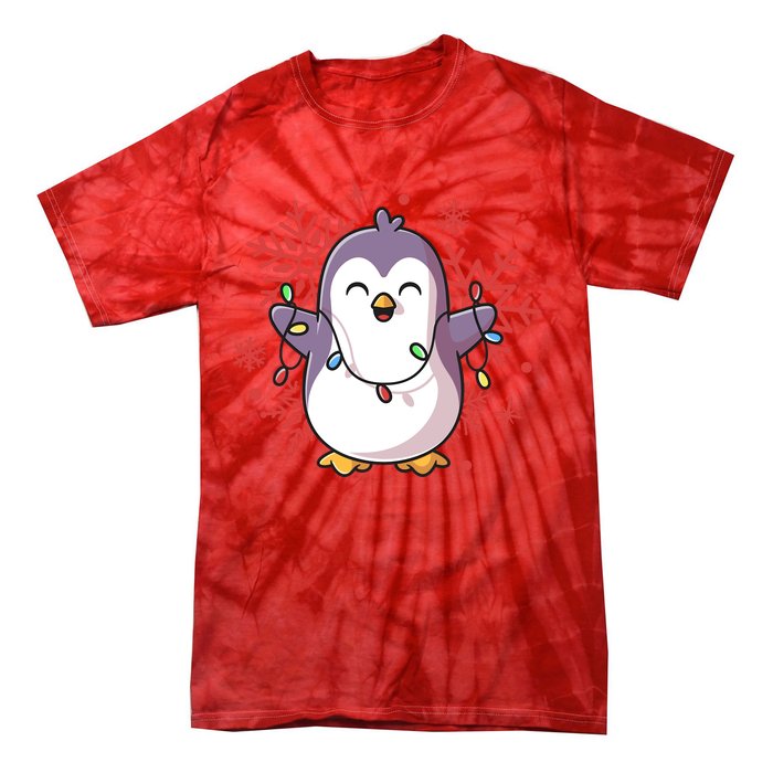 Penguin Christmas Lights Cute Wo Holidays Tie-Dye T-Shirt