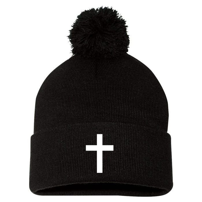 Pocket Cross Logo Pom Pom 12in Knit Beanie