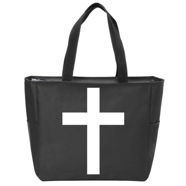 Pocket Cross Logo Zip Tote Bag