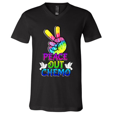 PeaceOut Chemo Last Day Of Chemo End Chemotherapy Cancer V-Neck T-Shirt