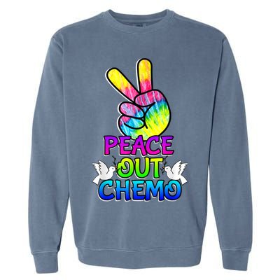 PeaceOut Chemo Last Day Of Chemo End Chemotherapy Cancer Garment-Dyed Sweatshirt