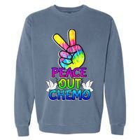 PeaceOut Chemo Last Day Of Chemo End Chemotherapy Cancer Garment-Dyed Sweatshirt