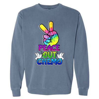 PeaceOut Chemo Last Day Of Chemo End Chemotherapy Cancer Garment-Dyed Sweatshirt