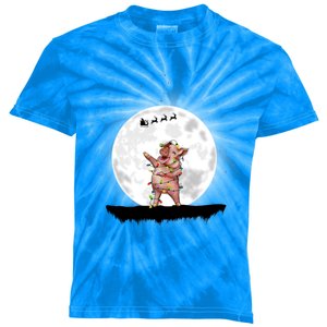 Pig Christmas Light Santa Farmer Christmas Gift Kids Tie-Dye T-Shirt