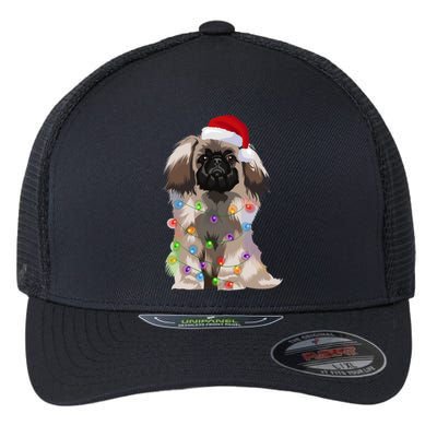 Pekingese Christmas Lights Xmas Dog Lover Santa Hat Funny Gift Flexfit Unipanel Trucker Cap