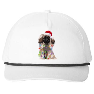 Pekingese Christmas Lights Xmas Dog Lover Santa Hat Funny Gift Snapback Five-Panel Rope Hat