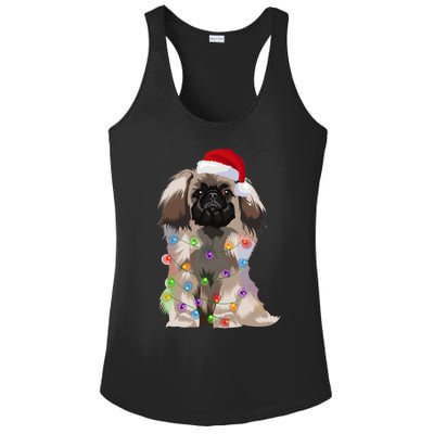 Pekingese Christmas Lights Xmas Dog Lover Santa Hat Funny Gift Ladies PosiCharge Competitor Racerback Tank