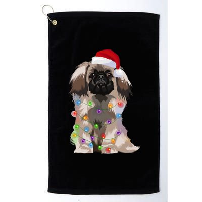 Pekingese Christmas Lights Xmas Dog Lover Santa Hat Funny Gift Platinum Collection Golf Towel