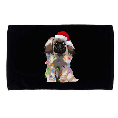 Pekingese Christmas Lights Xmas Dog Lover Santa Hat Funny Gift Microfiber Hand Towel