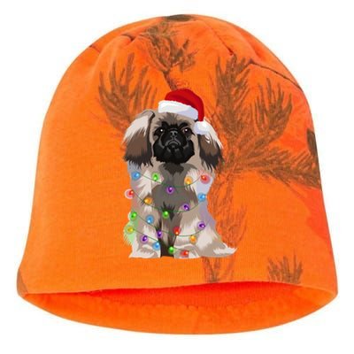 Pekingese Christmas Lights Xmas Dog Lover Santa Hat Funny Gift Kati - Camo Knit Beanie