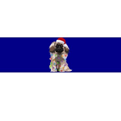 Pekingese Christmas Lights Xmas Dog Lover Santa Hat Funny Gift Bumper Sticker