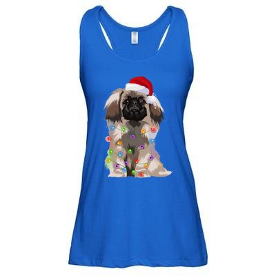 Pekingese Christmas Lights Xmas Dog Lover Santa Hat Funny Gift Ladies Essential Flowy Tank