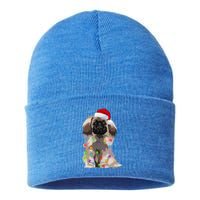 Pekingese Christmas Lights Xmas Dog Lover Santa Hat Funny Gift Sustainable Knit Beanie