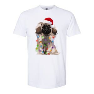 Pekingese Christmas Lights Xmas Dog Lover Santa Hat Funny Gift Softstyle CVC T-Shirt