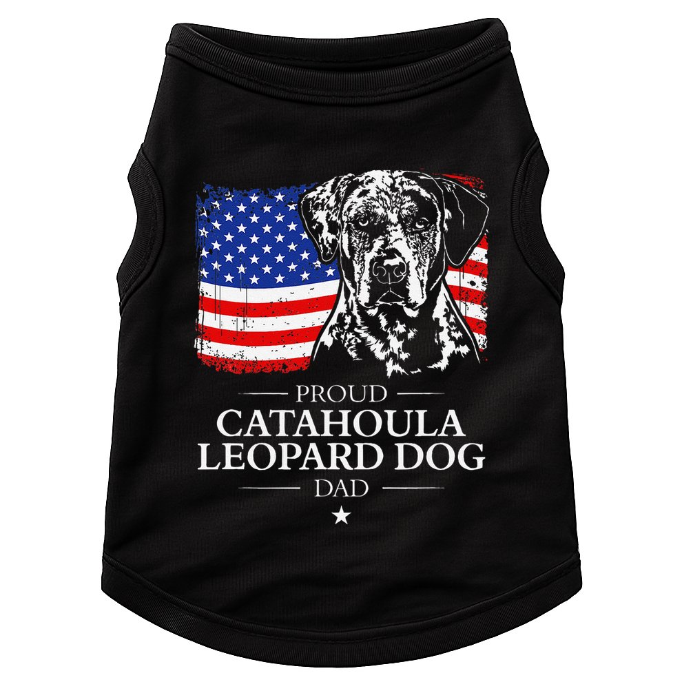 Proud Catahoula Leopard Dog Dad American Flag Patriotic Dog Doggie Tank