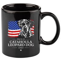 Proud Catahoula Leopard Dog Dad American Flag Patriotic Dog 11oz C Handle Ceramic Mug