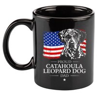 Proud Catahoula Leopard Dog Dad American Flag Patriotic Dog 11oz C Handle Ceramic Mug