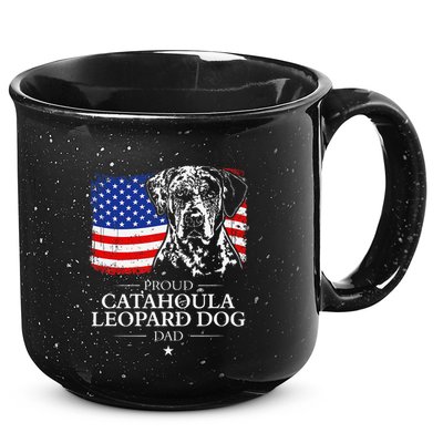 Proud Catahoula Leopard Dog Dad American Flag Patriotic Dog 15oz Campfire Ceramic Mug