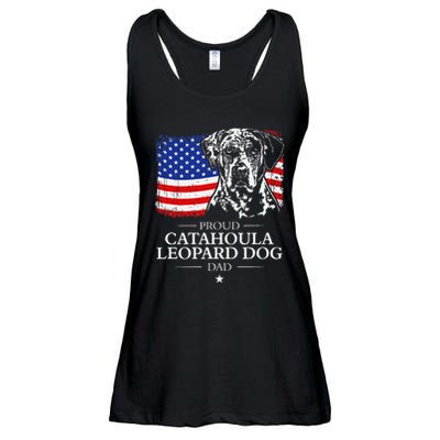 Proud Catahoula Leopard Dog Dad American Flag Patriotic Dog Ladies Essential Flowy Tank