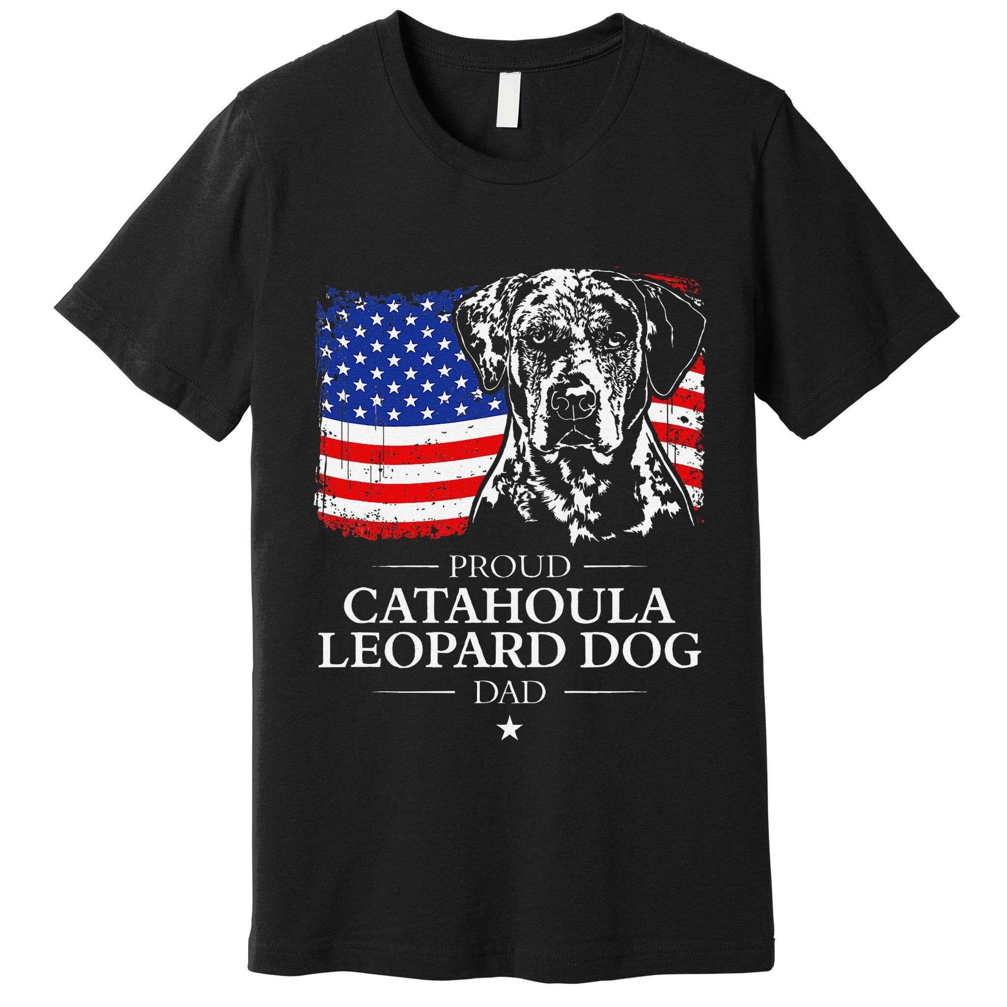 Proud Catahoula Leopard Dog Dad American Flag Patriotic Dog Premium T-Shirt