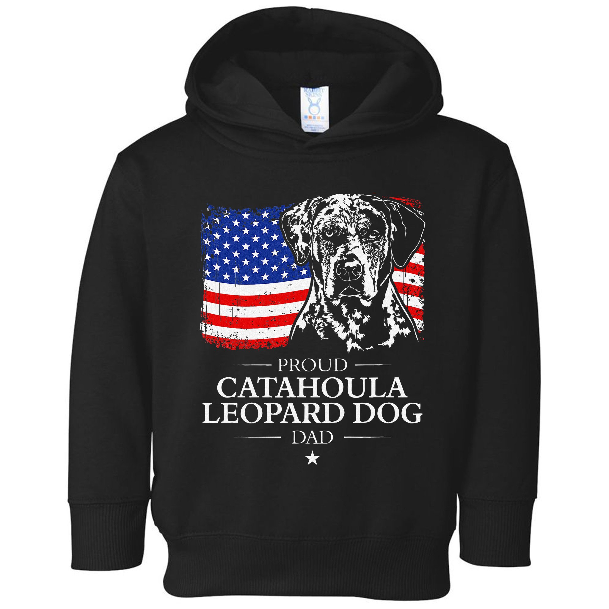 Proud Catahoula Leopard Dog Dad American Flag Patriotic Dog Toddler Hoodie