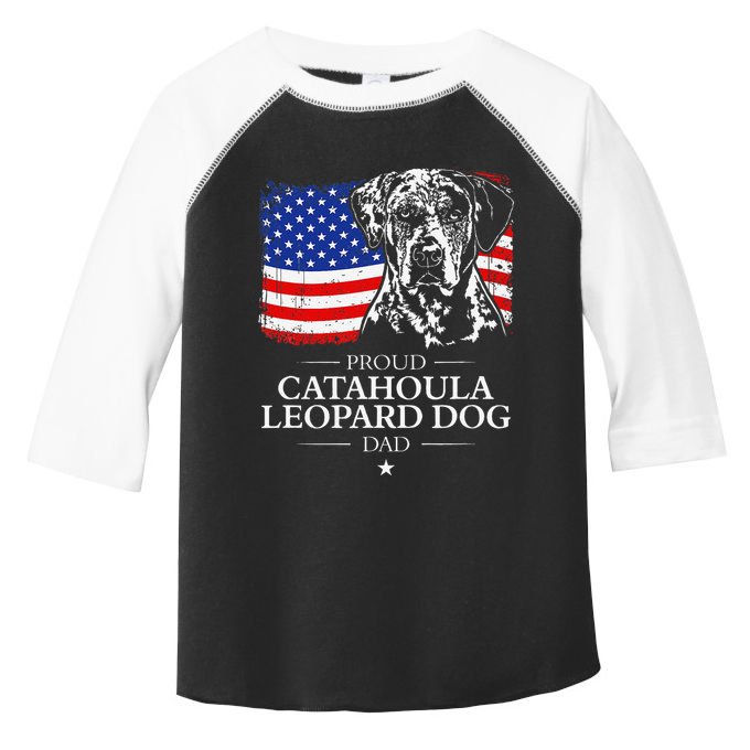 Proud Catahoula Leopard Dog Dad American Flag Patriotic Dog Toddler Fine Jersey T-Shirt