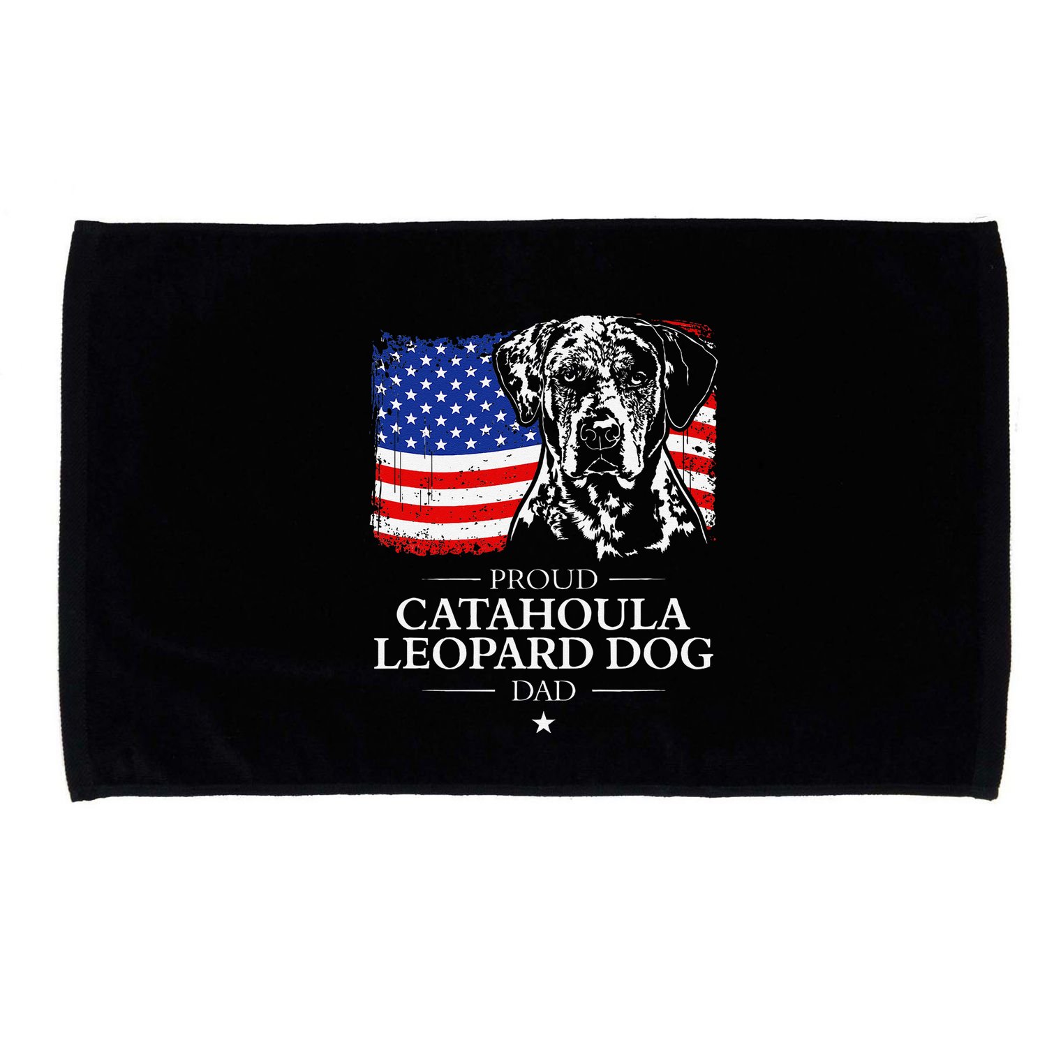 Proud Catahoula Leopard Dog Dad American Flag Patriotic Dog Microfiber Hand Towel