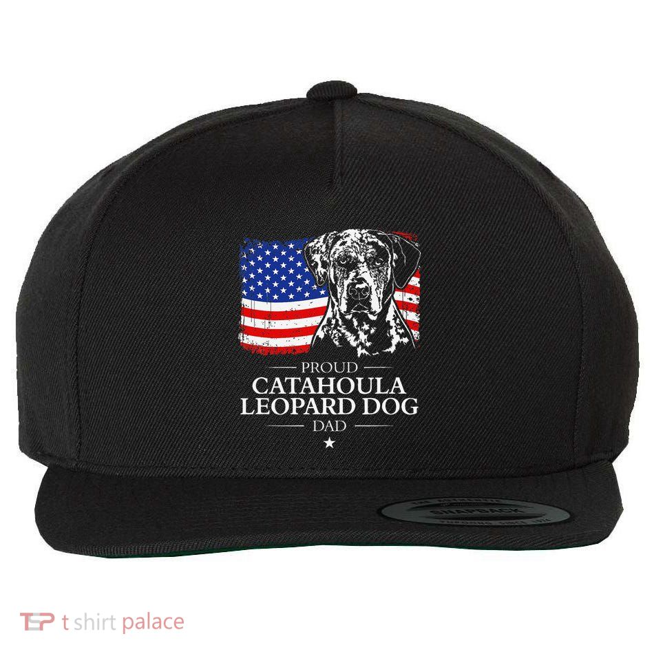 Proud Catahoula Leopard Dog Dad American Flag Patriotic Dog Wool Snapback Cap