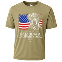 Proud Catahoula Leopard Dog Dad American Flag Patriotic Dog Cooling Performance Crew T-Shirt
