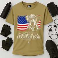 Proud Catahoula Leopard Dog Dad American Flag Patriotic Dog Cooling Performance Crew T-Shirt