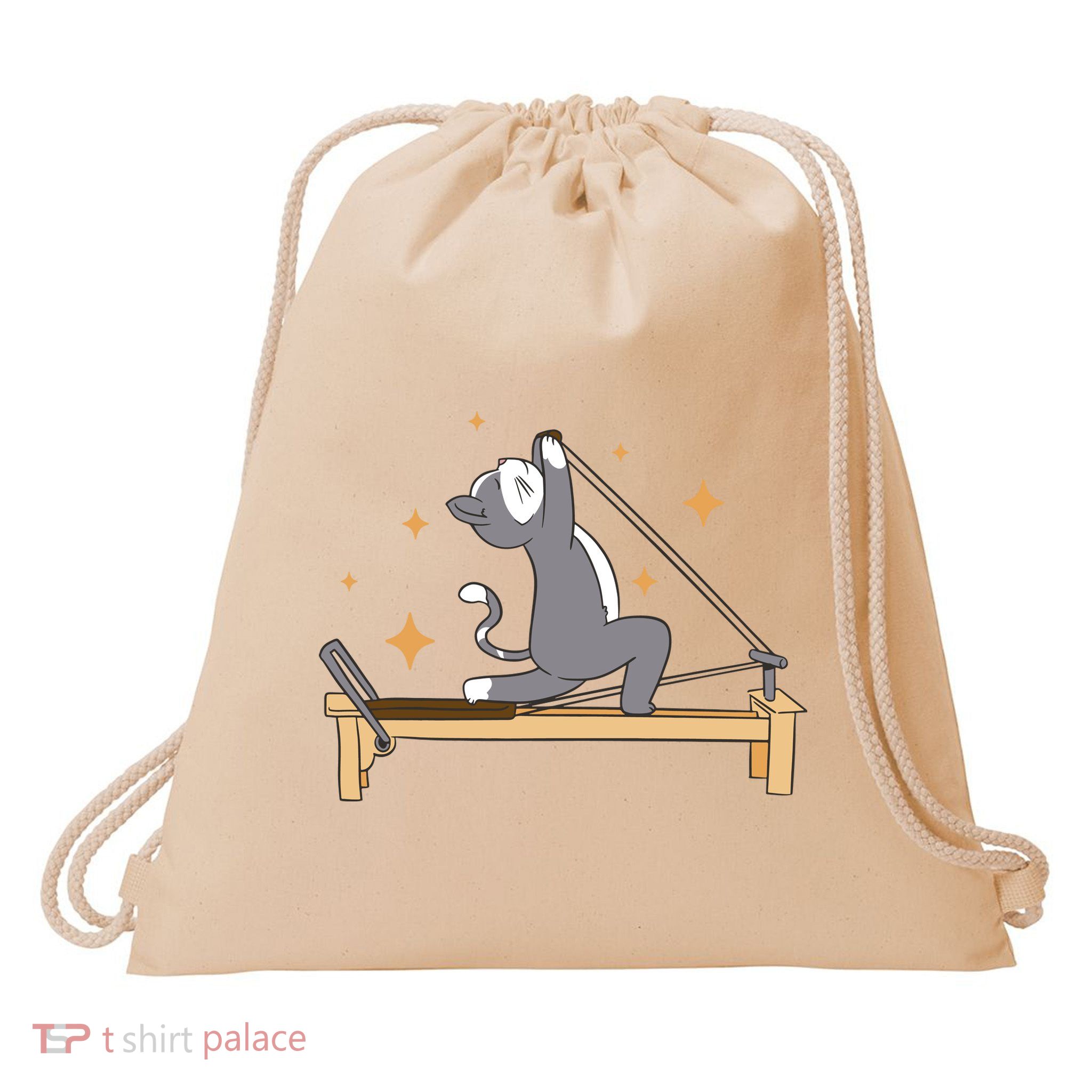 Pilates Cat Lover Funny Drawstring Bag