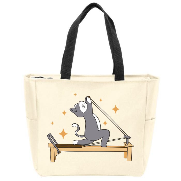 Pilates Cat Lover Funny Zip Tote Bag